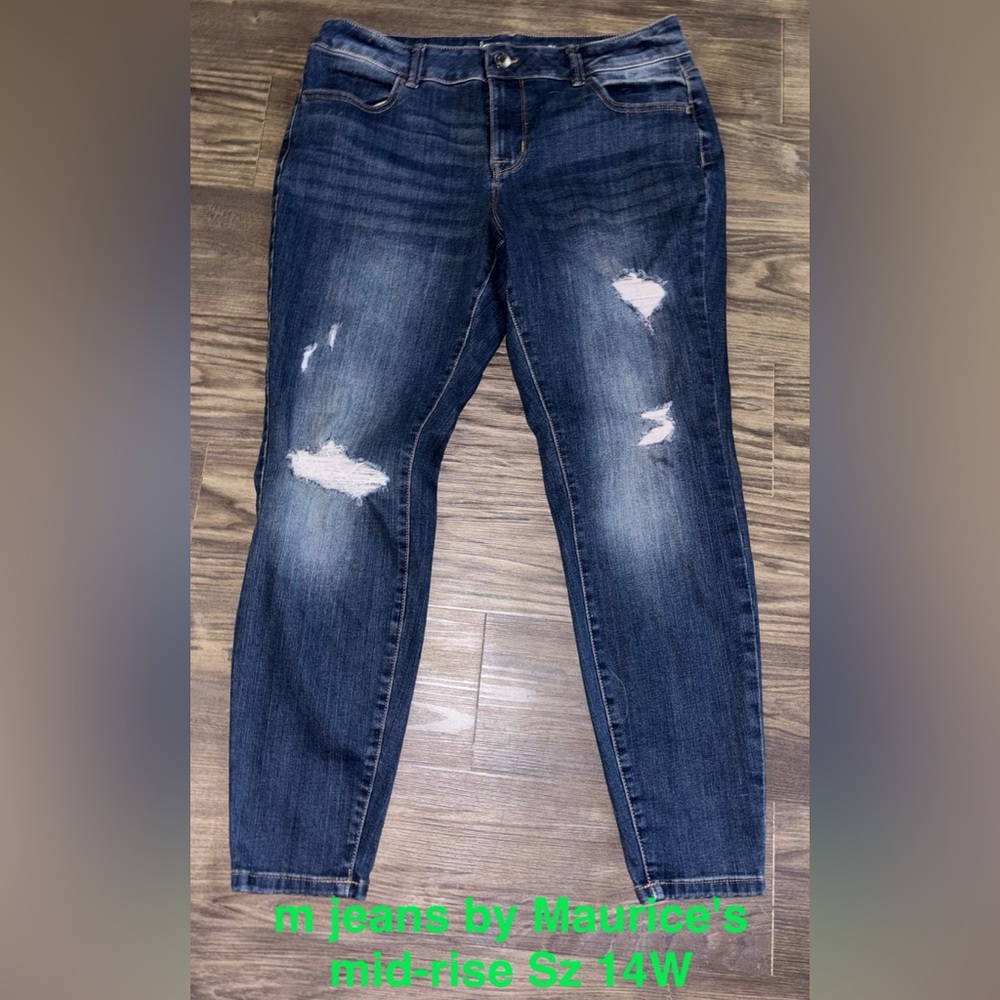 Maurices Dark Blue Distressed Skinny Jeans